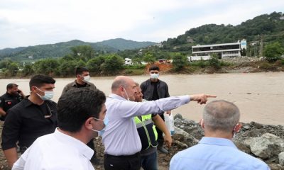 Bakan Soylu Artvin’in Arhavi İlçesinde Selden Etkilenen Alanlarda İncelemelerde Bulundu