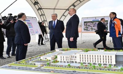 Kazakistan ve Azerbaycan Cumhurbaşkanları Fuzuli Şehir Merkez Hastanesi inşaatında incelemelerde bulundu